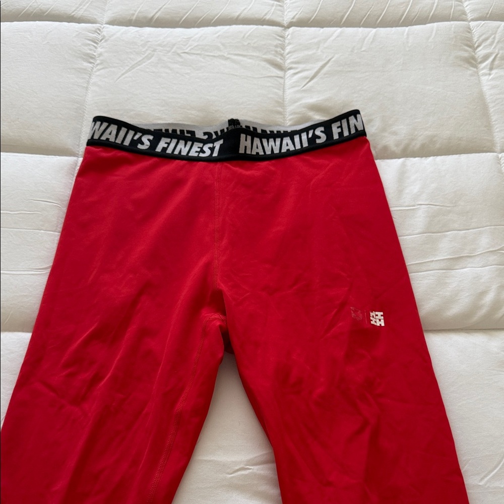Hawaii's Finest Red Performance Leggings with Branded Waistband